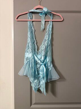 Light Blue Lace Babydoll Teddy L